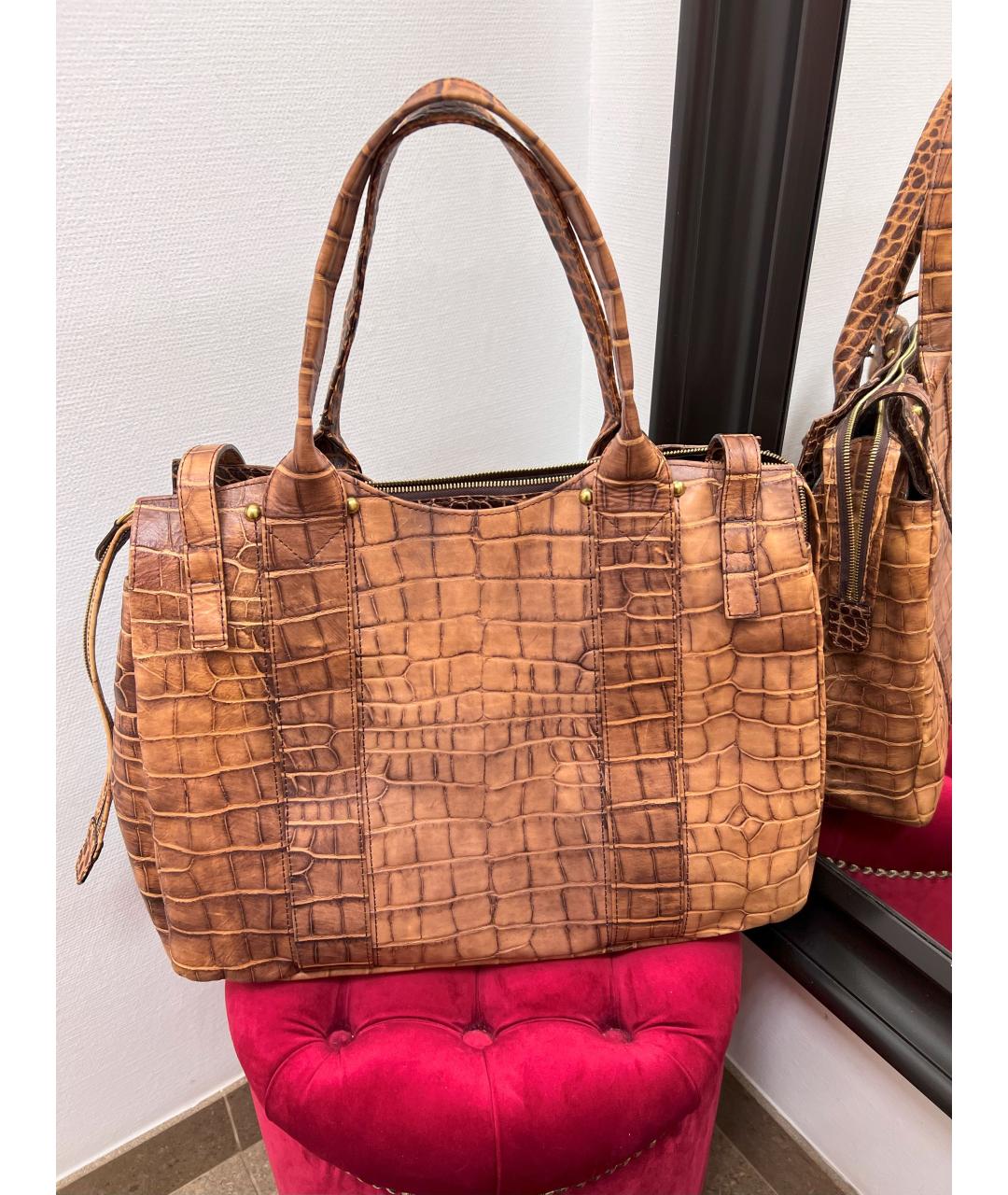 SONIA RYKIEL Коричневая кожаная сумка с короткими ручками, фото 2