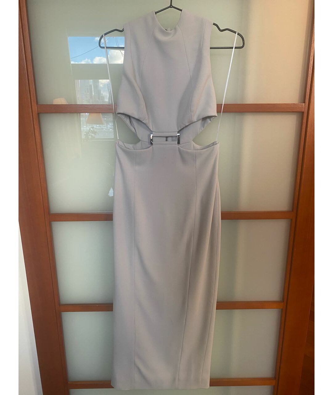 MISHA COLLECTION Серое креповое коктейльное платье, фото 5
