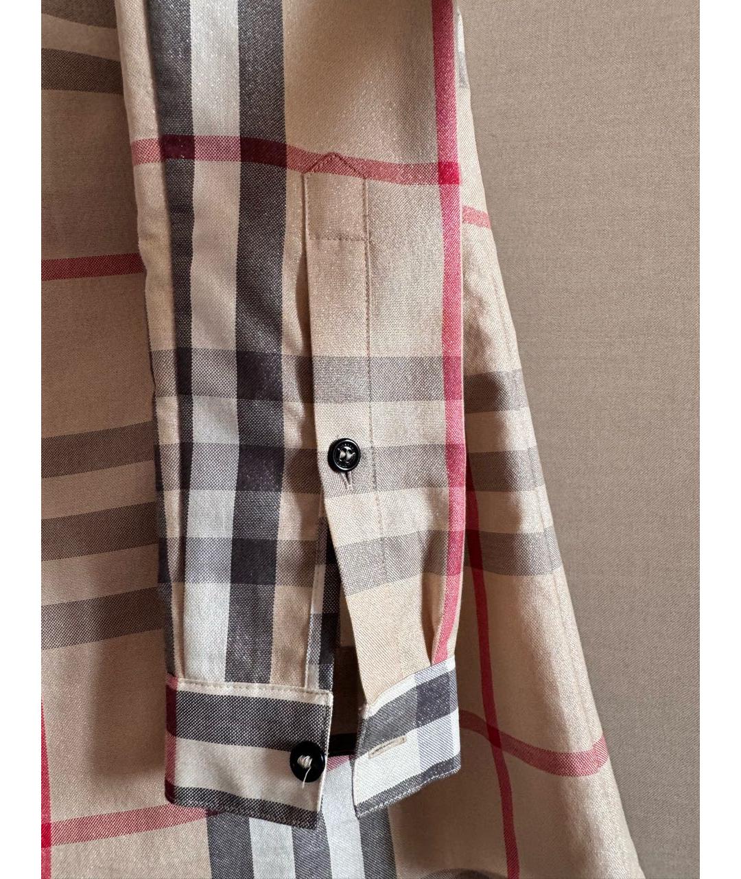 BURBERRY Бежевая хлопковая рубашка, фото 6