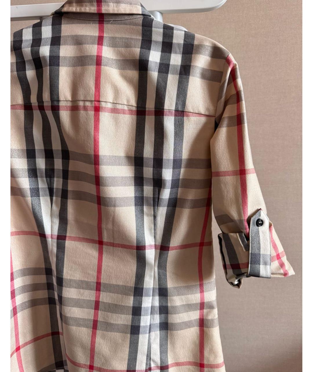 BURBERRY Бежевая хлопковая рубашка, фото 5