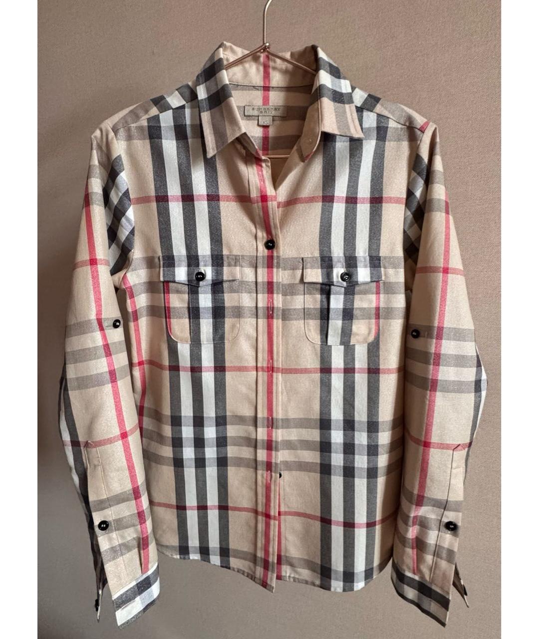BURBERRY Бежевая хлопковая рубашка, фото 9