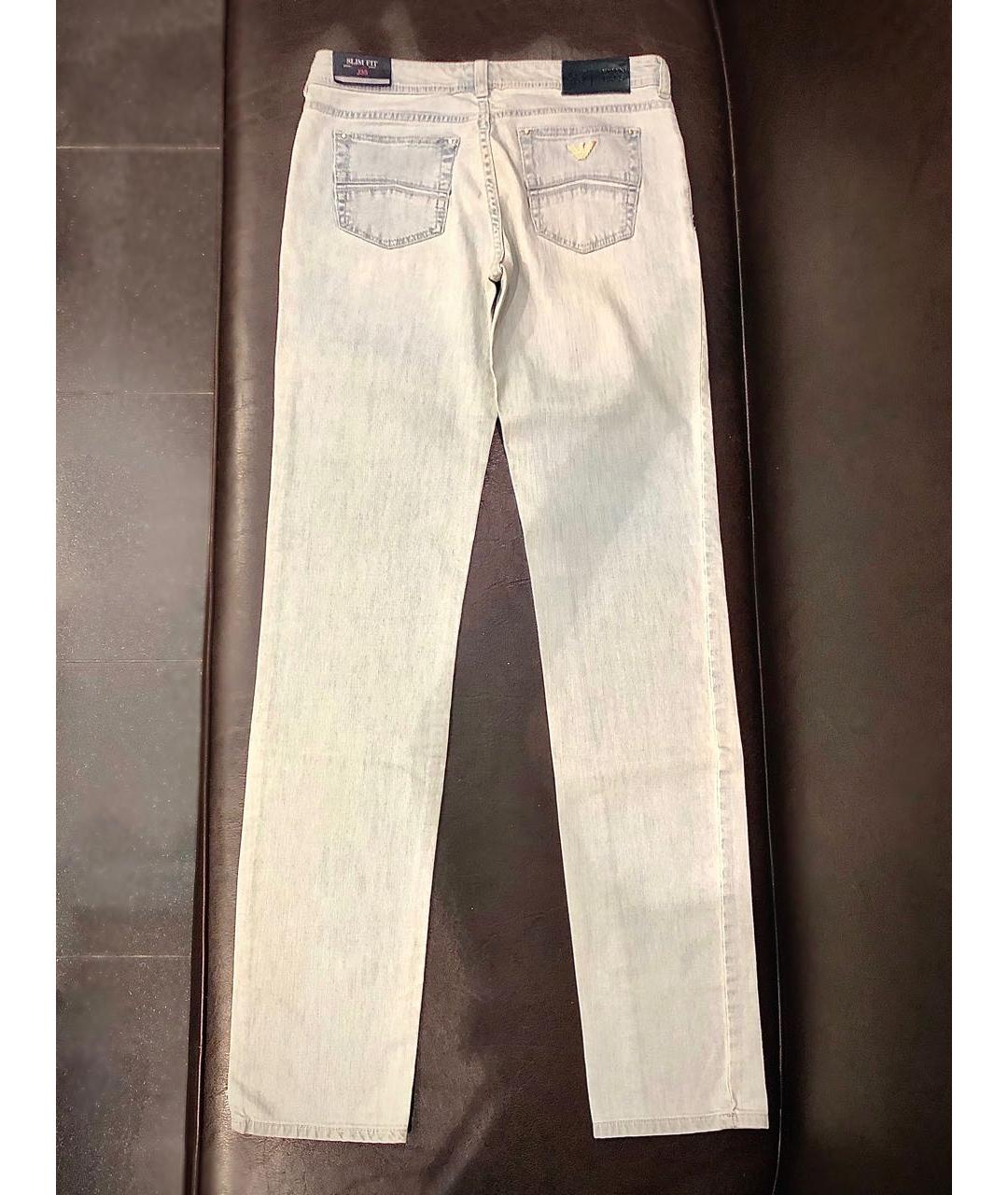 ARMANI JEANS Голубые хлопковые джинсы слим, фото 2