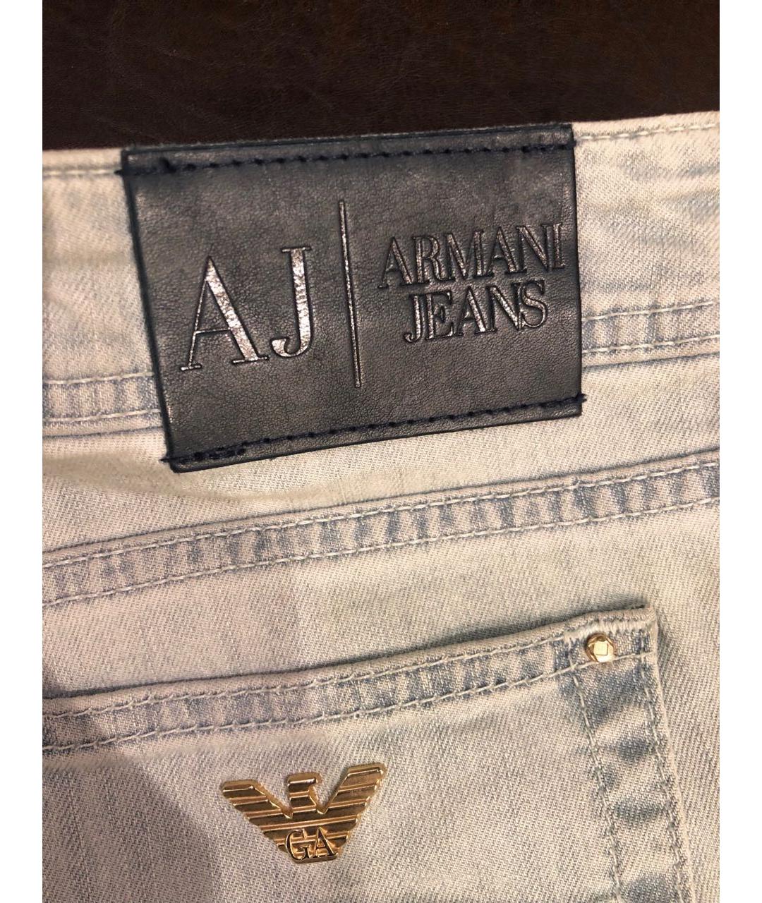 ARMANI JEANS Голубые хлопковые джинсы слим, фото 6