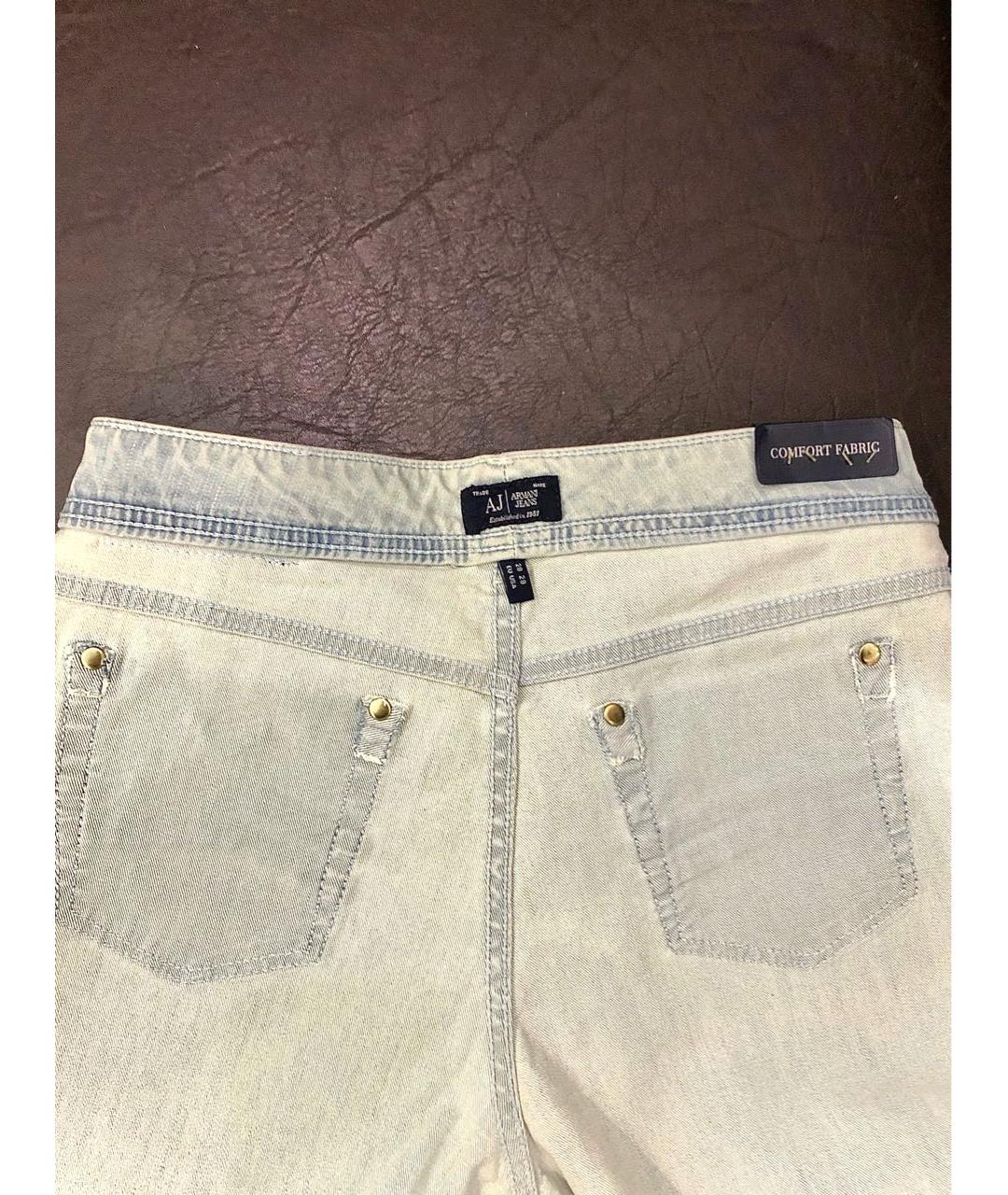 ARMANI JEANS Голубые хлопковые джинсы слим, фото 3