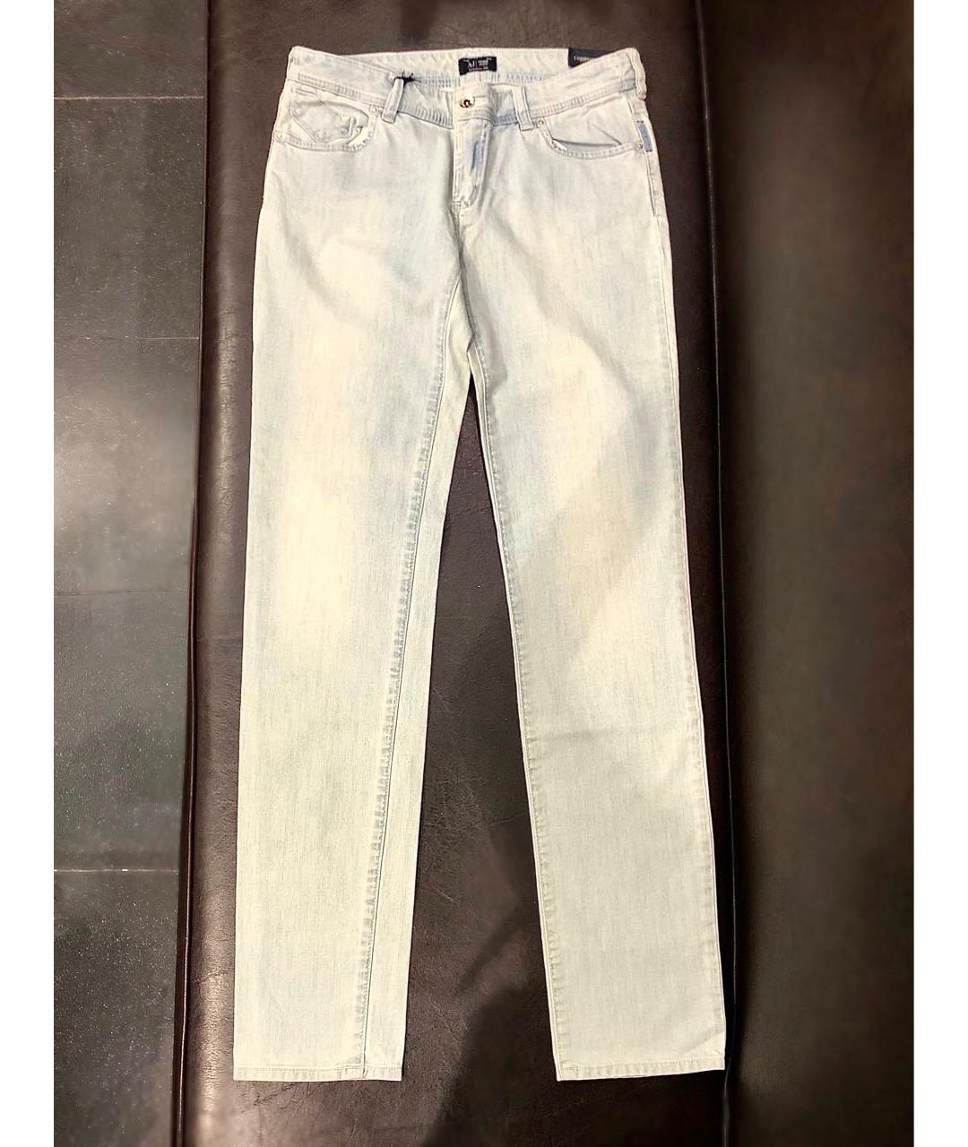 ARMANI JEANS Голубые хлопковые джинсы слим, фото 8