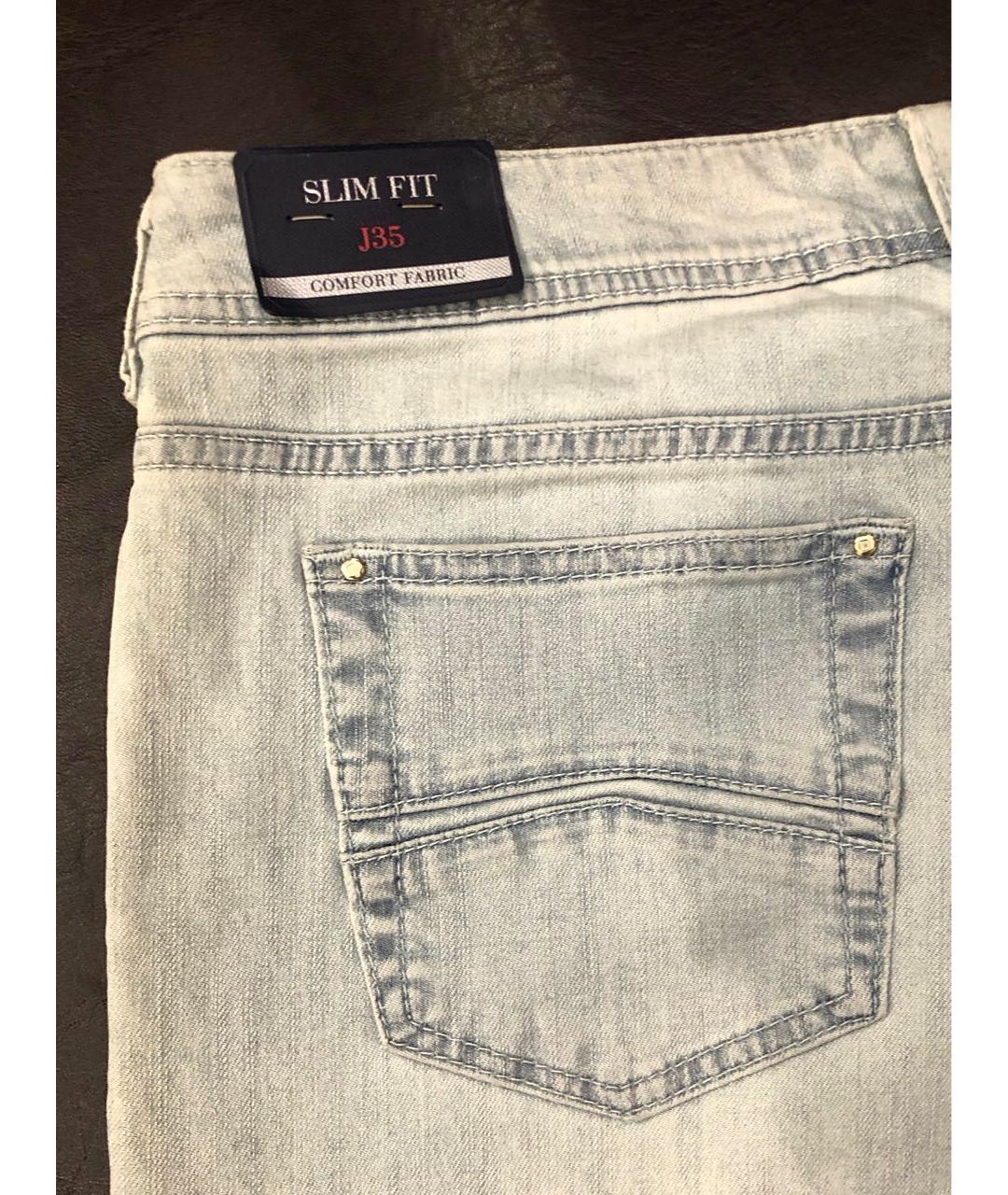 ARMANI JEANS Голубые хлопковые джинсы слим, фото 5
