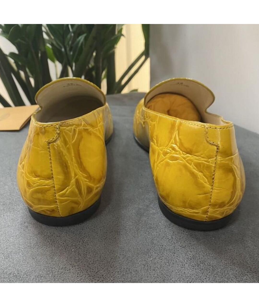 TOD'S Желтые кожаные мокасины, фото 4