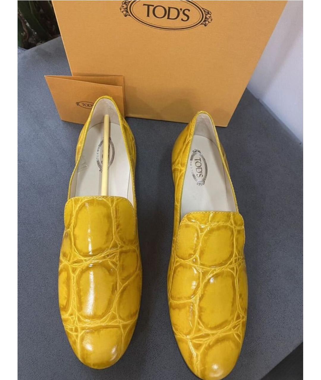 TOD'S Желтые кожаные мокасины, фото 3