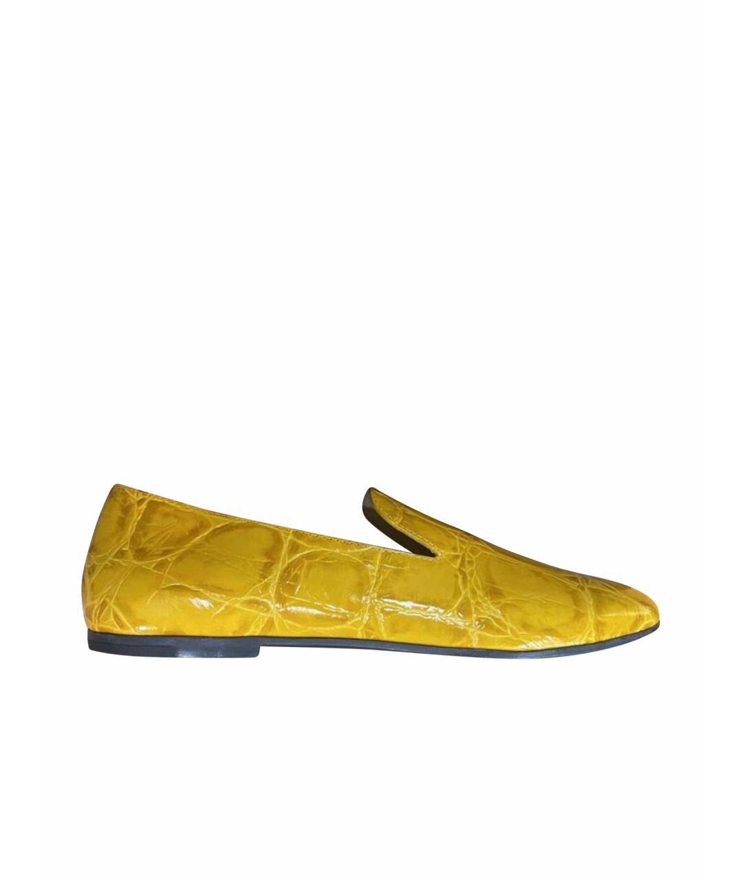 TOD'S Желтые кожаные мокасины, фото 1