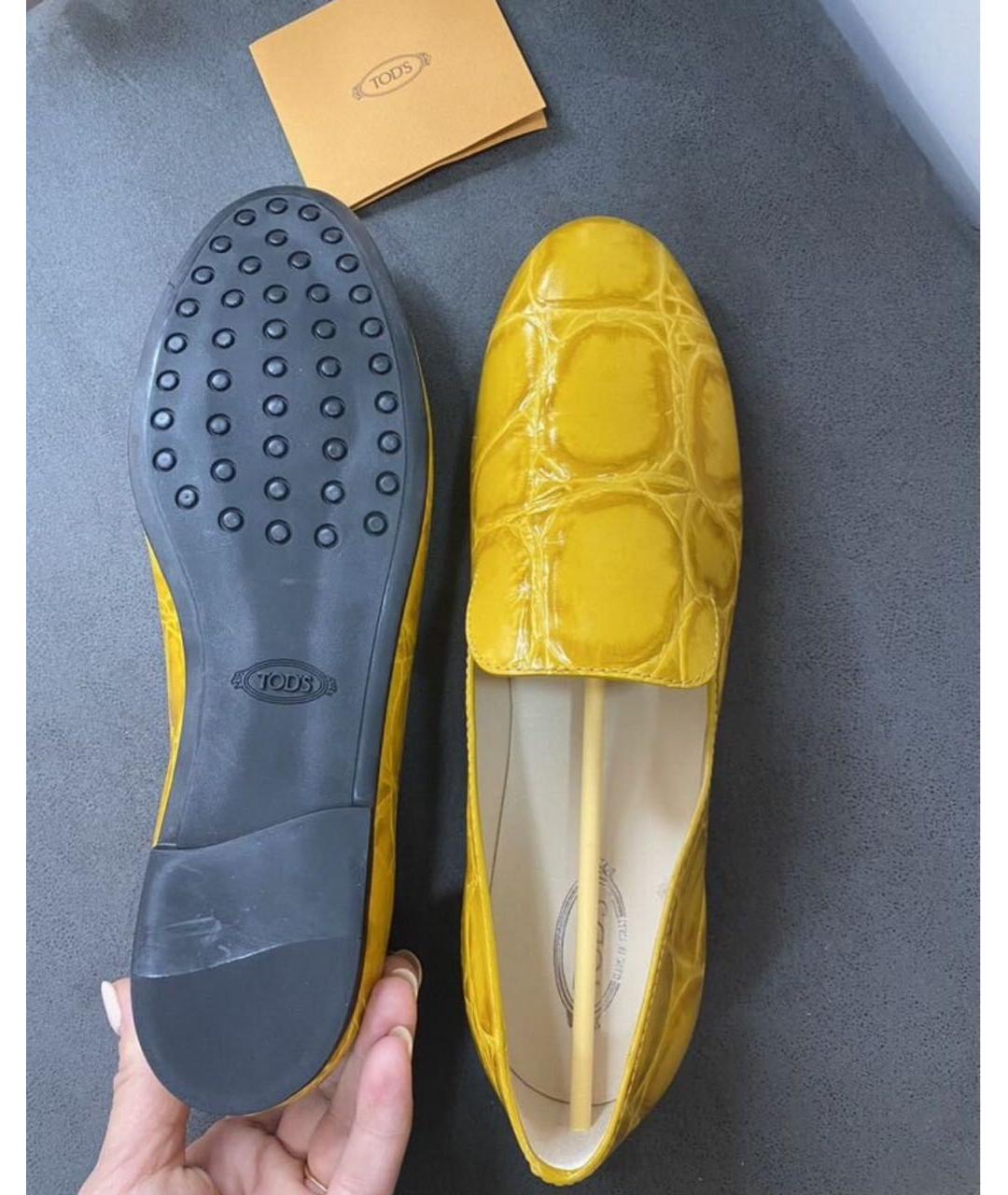 TOD'S Желтые кожаные мокасины, фото 5