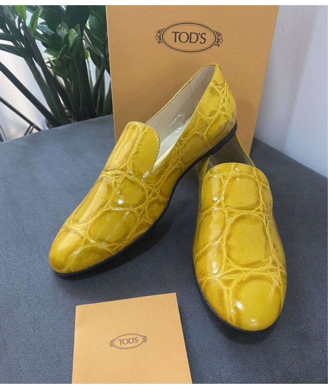 TOD'S Желтые кожаные мокасины, фото 2