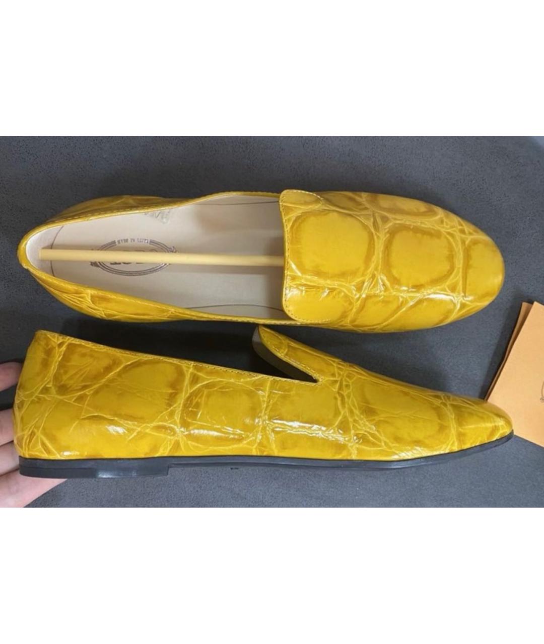 TOD'S Желтые кожаные мокасины, фото 7