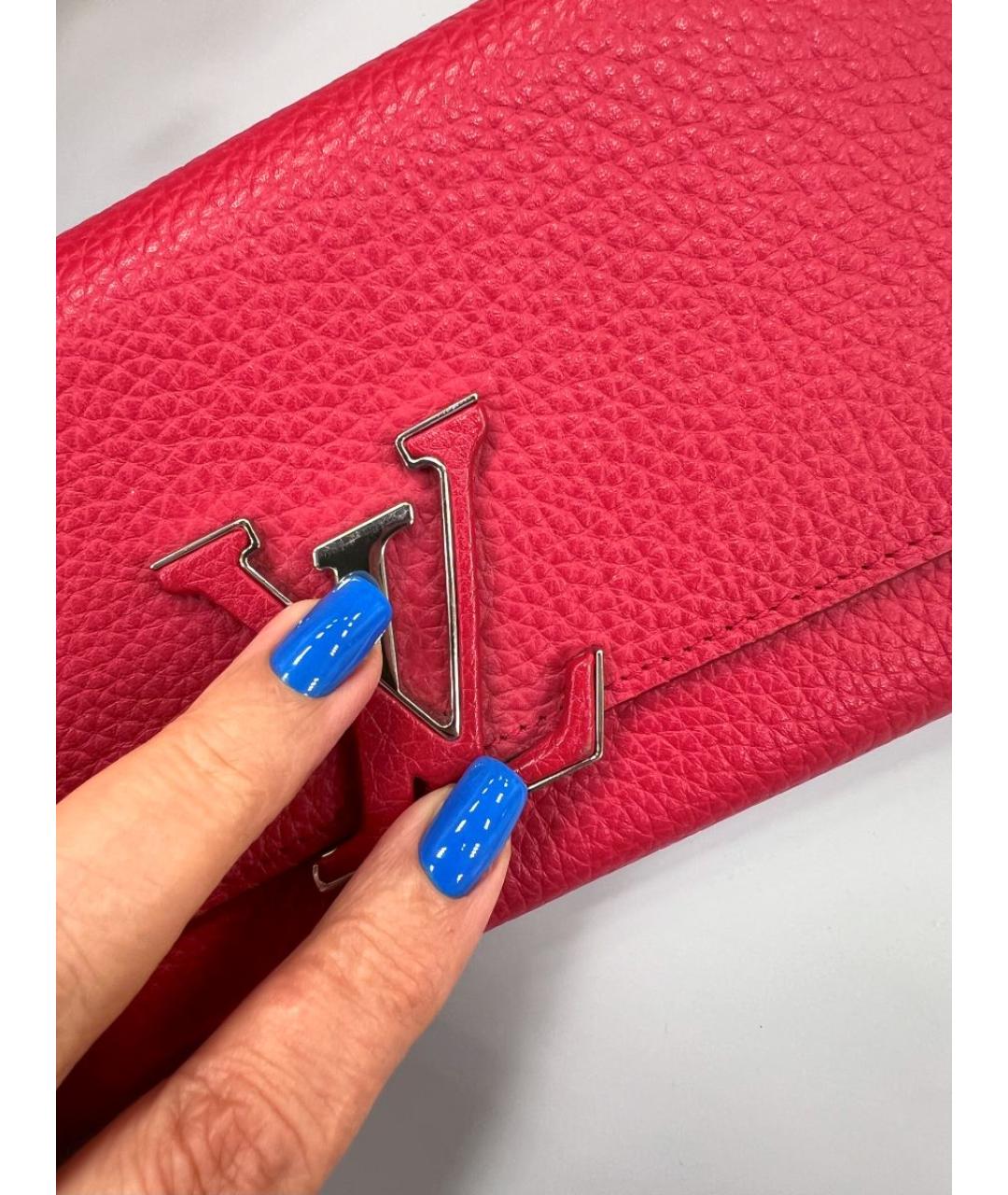 LOUIS VUITTON Красный кожаный кошелек, фото 3