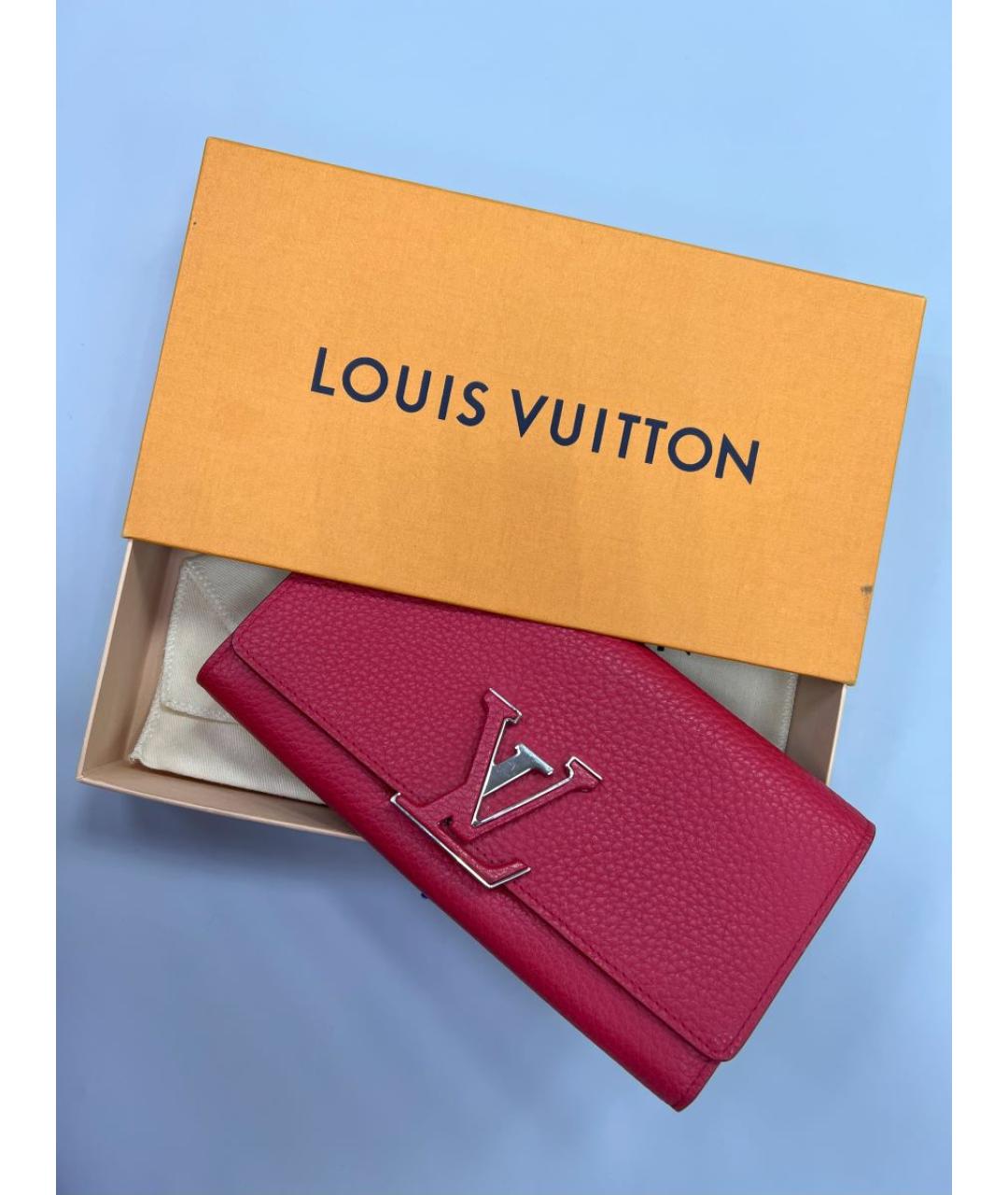 LOUIS VUITTON Красный кожаный кошелек, фото 7