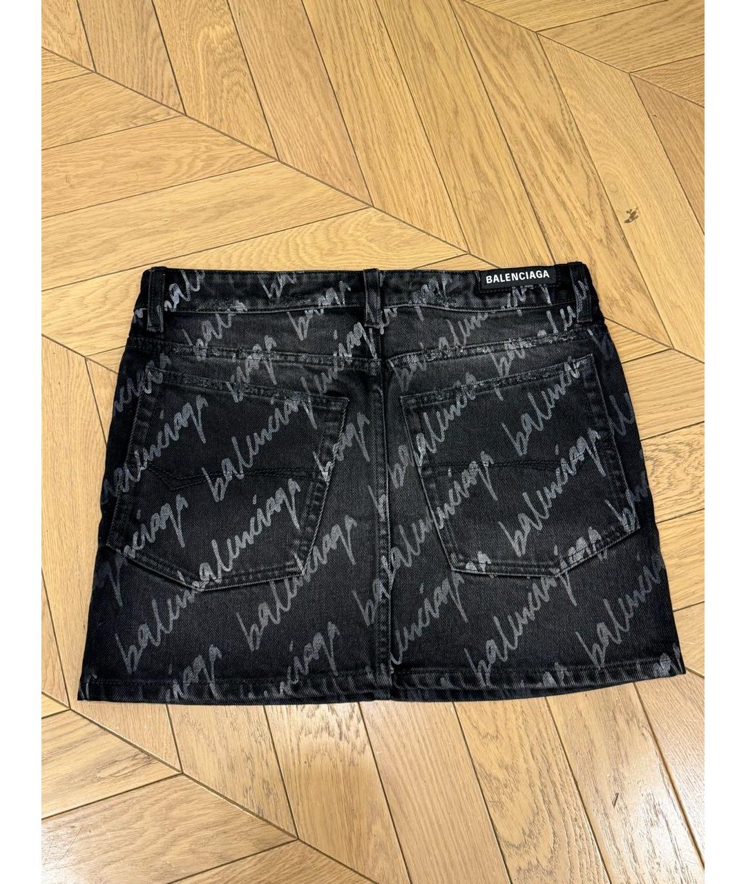 BALENCIAGA Черная деним юбка мини, фото 2