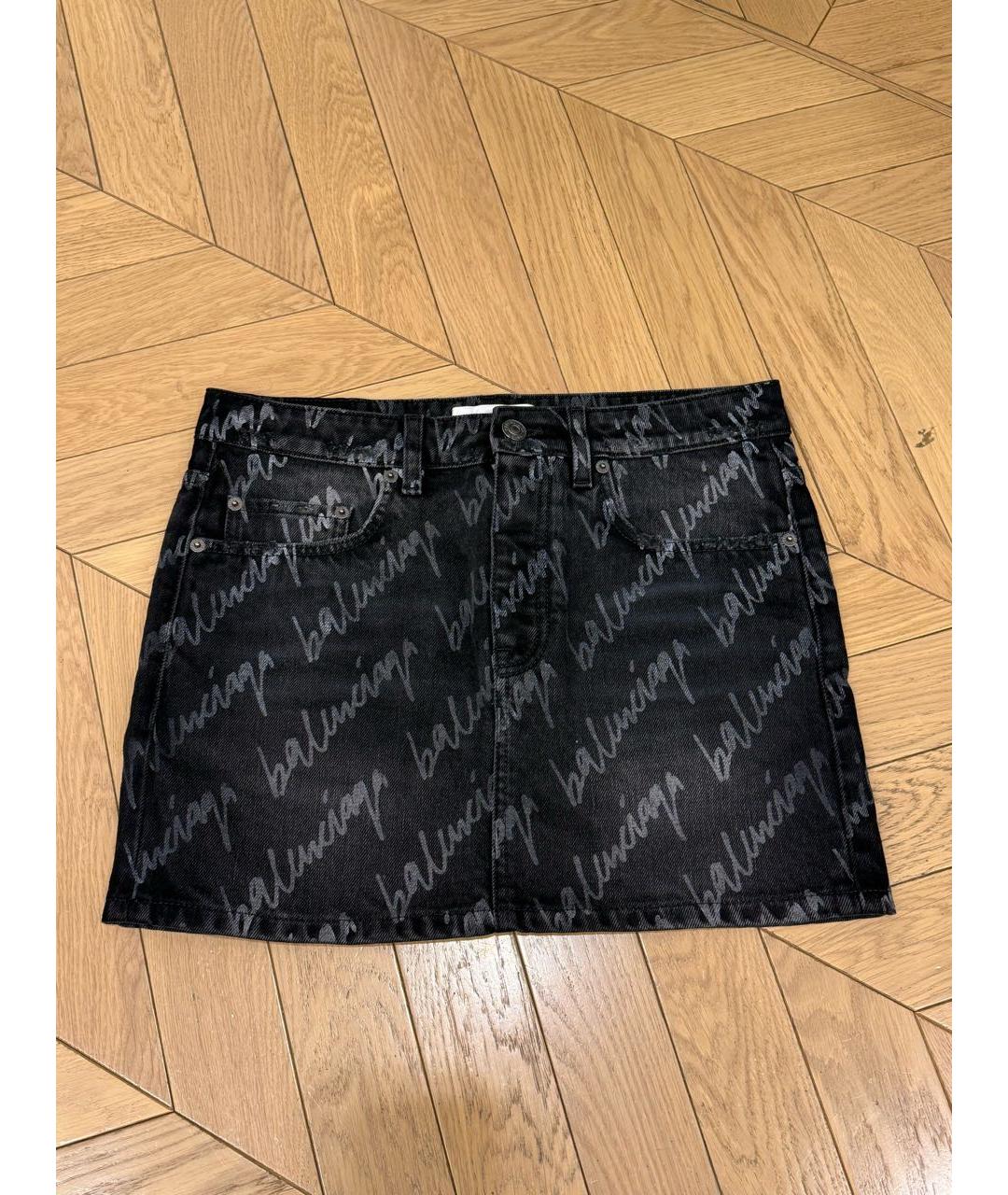 BALENCIAGA Черная деним юбка мини, фото 7