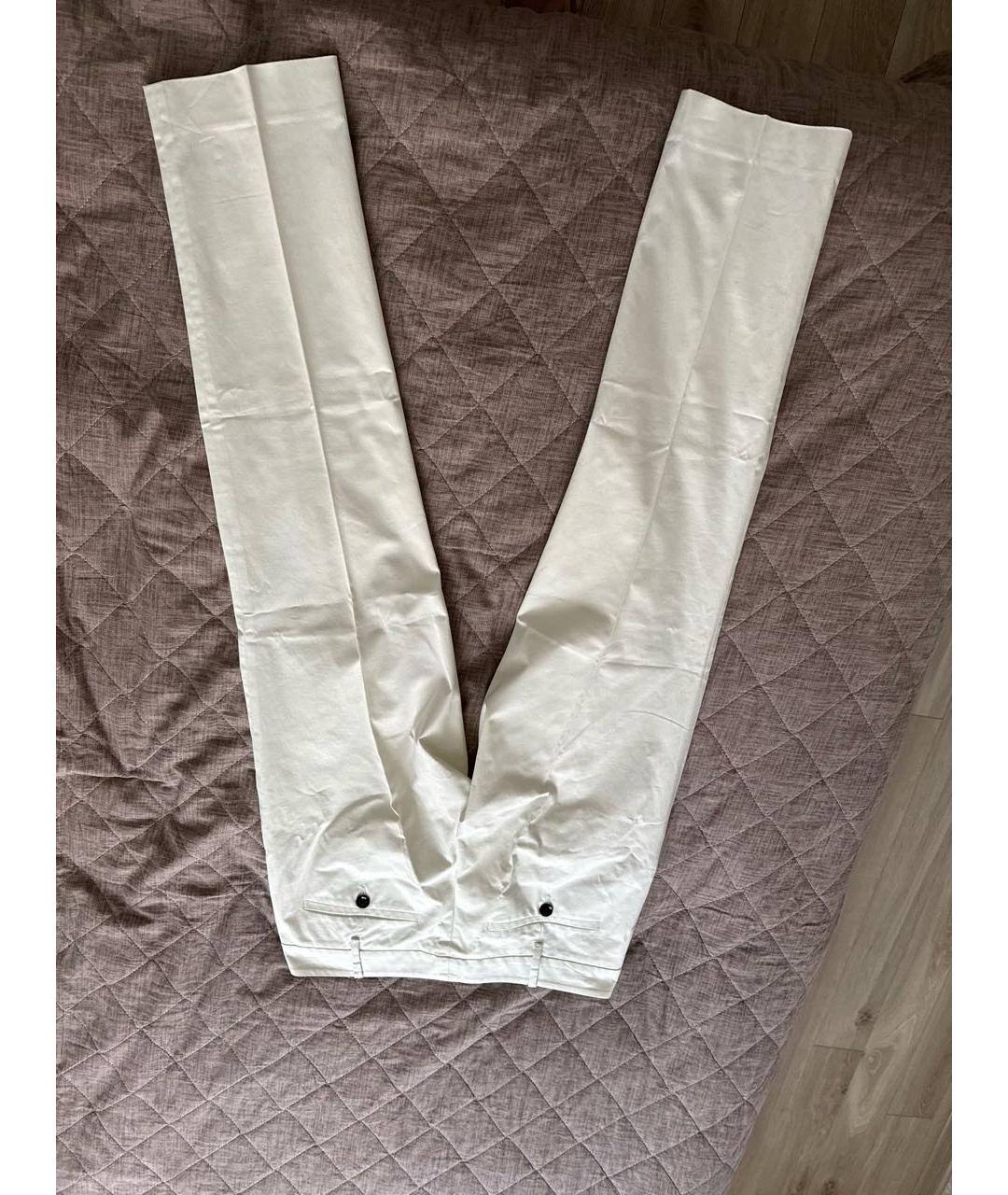 GUCCI Белые хлопко-эластановые брюки узкие, фото 2