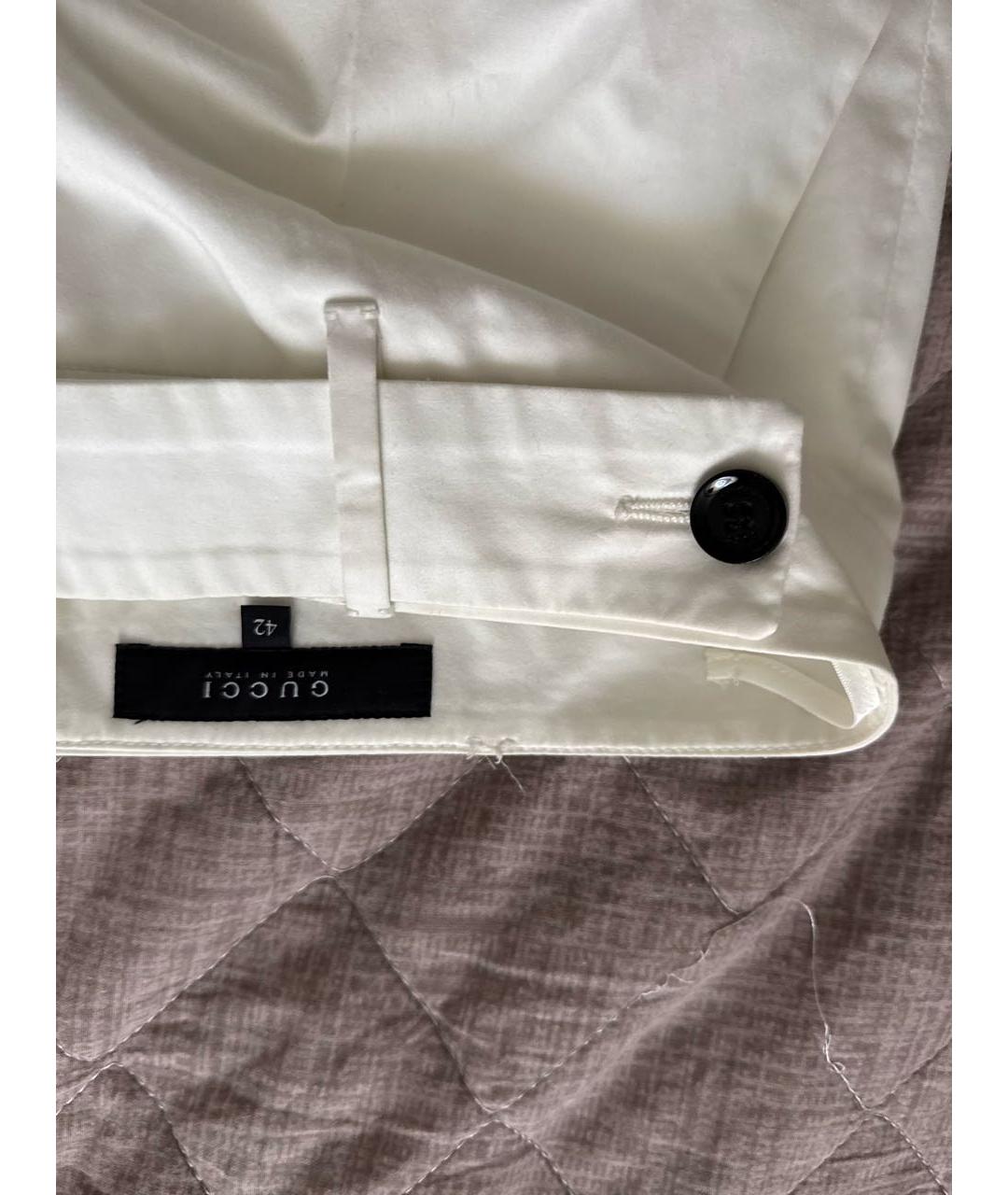 GUCCI Белые хлопко-эластановые брюки узкие, фото 4