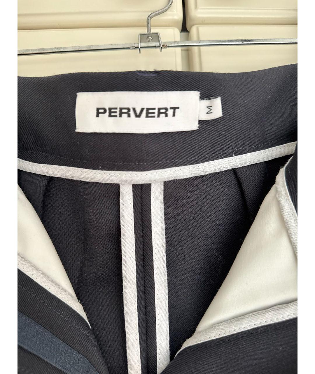 PERVERT Черные шерстяные прямые брюки, фото 3