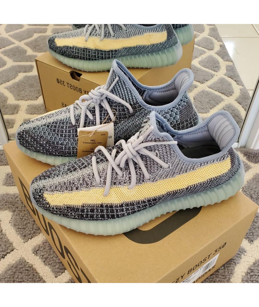 ADIDAS YEEZY Бирюзовые текстильные кроссовки, фото 4