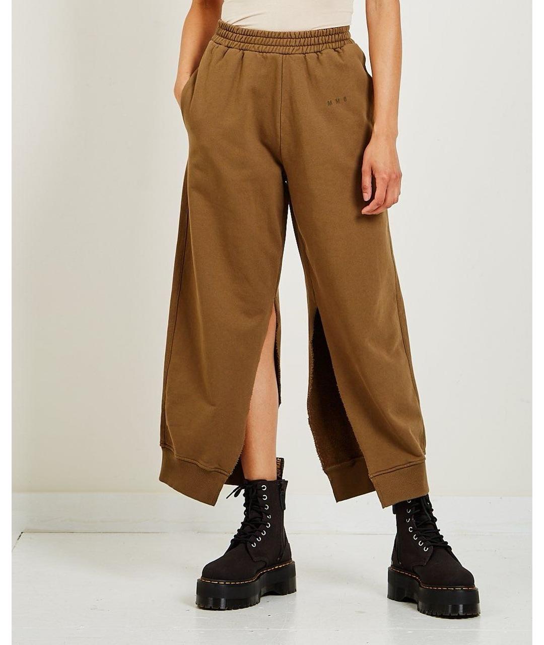 MM6 MAISON MARGIELA Коричневые хлопковые брюки широкие, фото 5