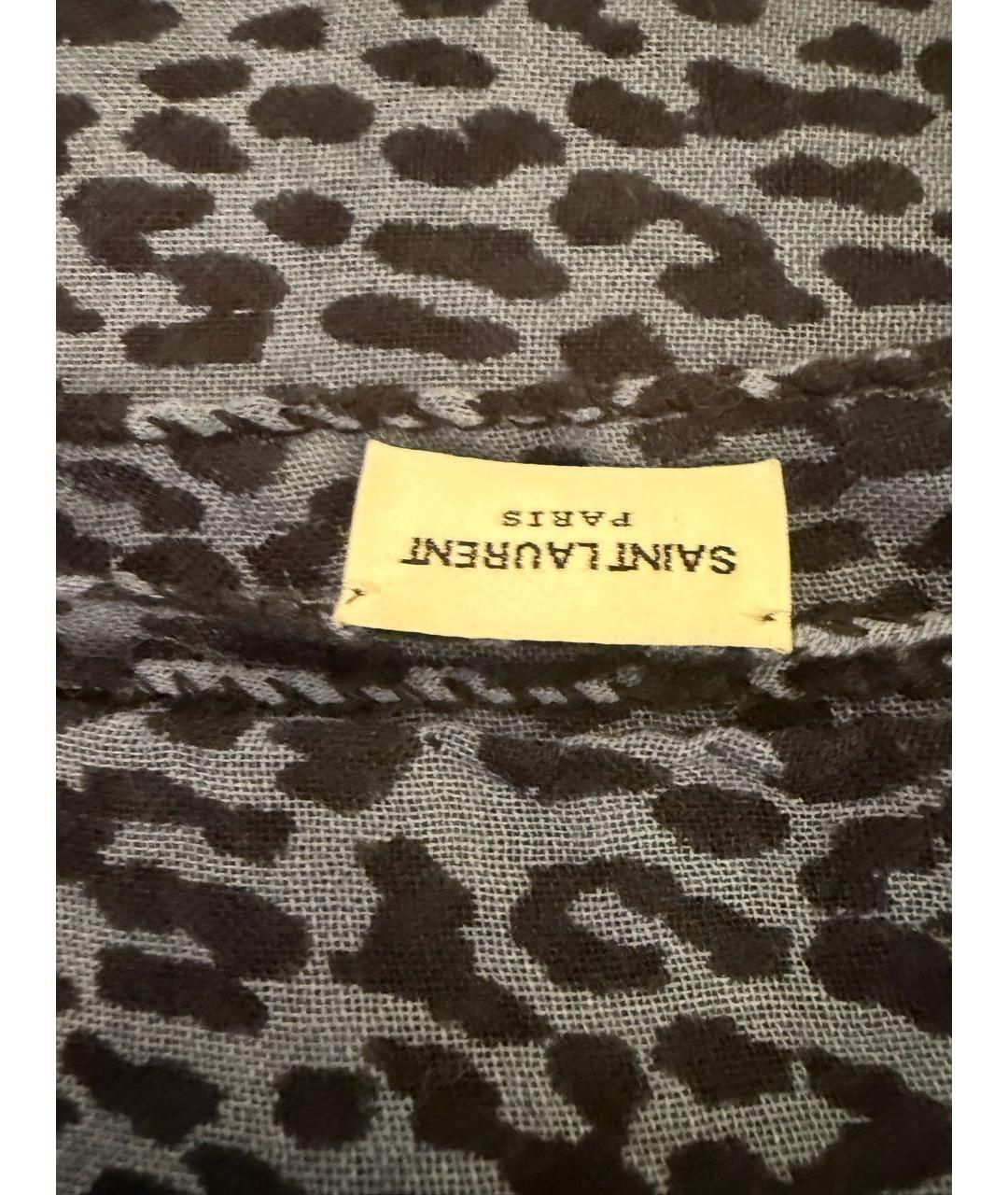 SAINT LAURENT Синий кашемировый платок, фото 5