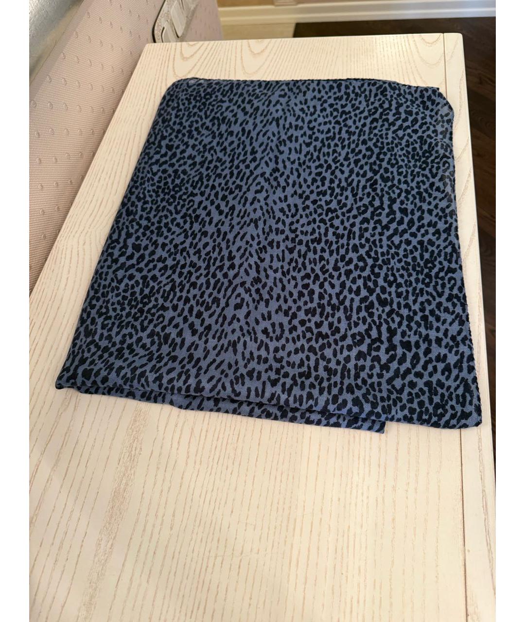 SAINT LAURENT Синий кашемировый платок, фото 6