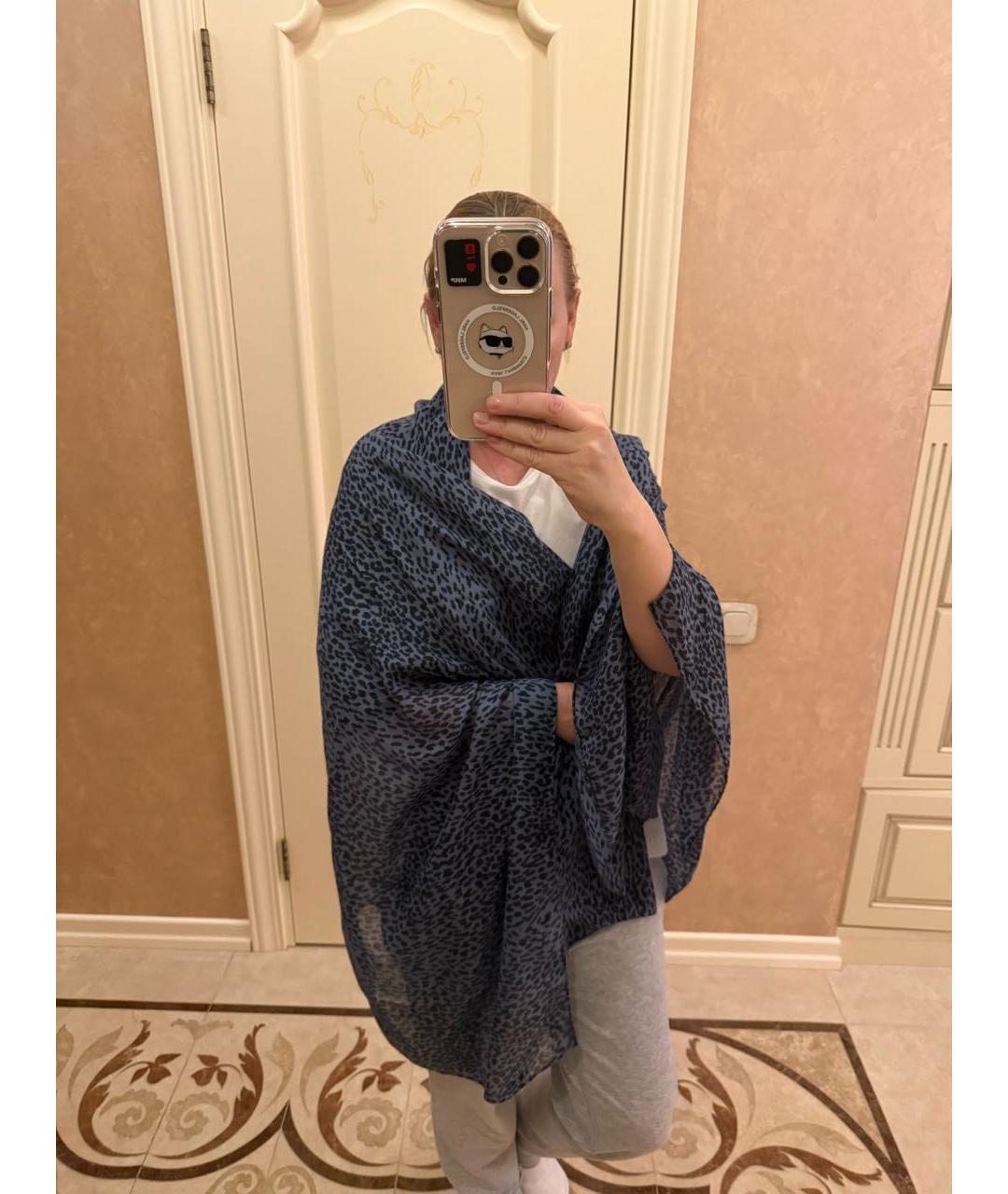 SAINT LAURENT Синий кашемировый платок, фото 3