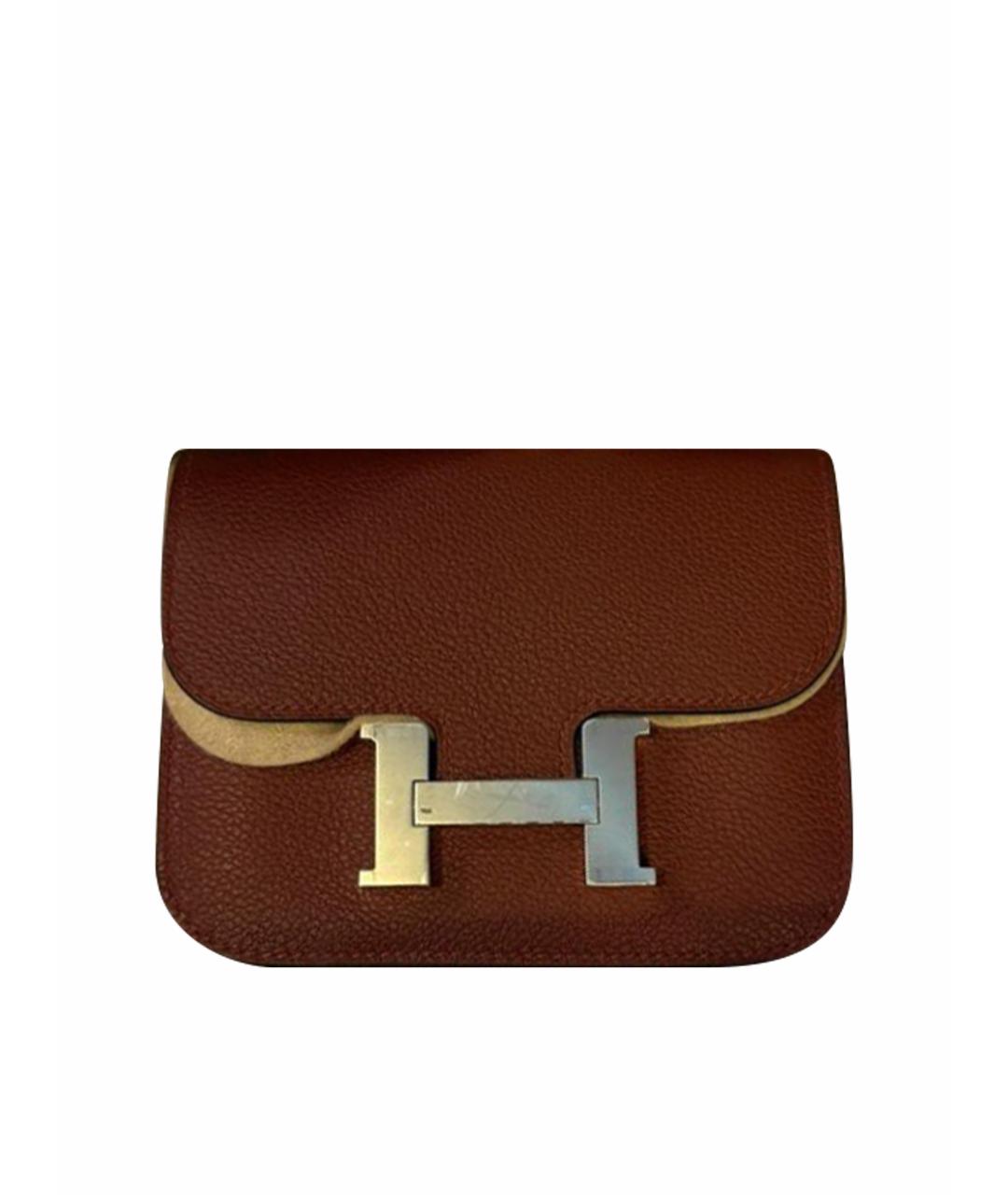 HERMES Бордовая кожаная поясная сумка, фото 1