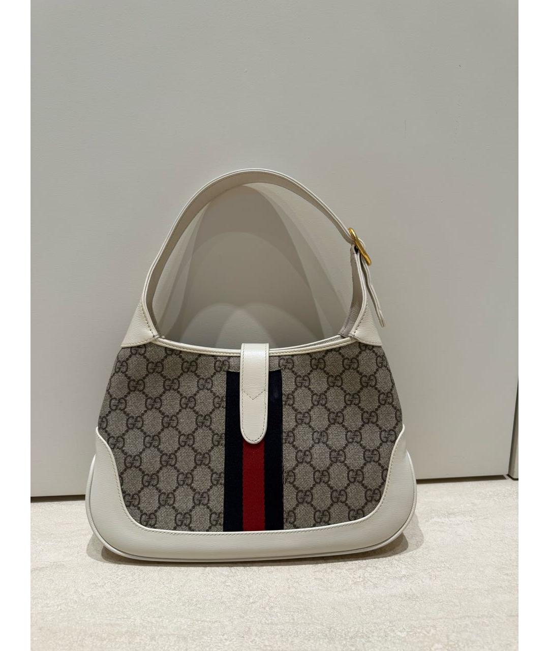 GUCCI Бежевая кожаная сумка с короткими ручками, фото 3