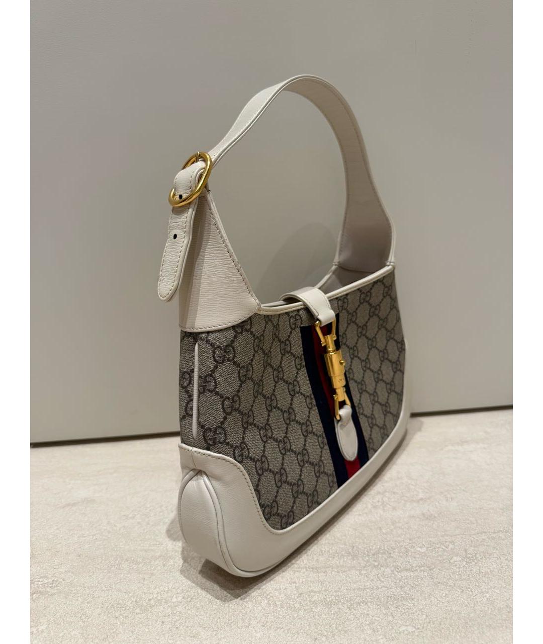 GUCCI Бежевая кожаная сумка с короткими ручками, фото 2