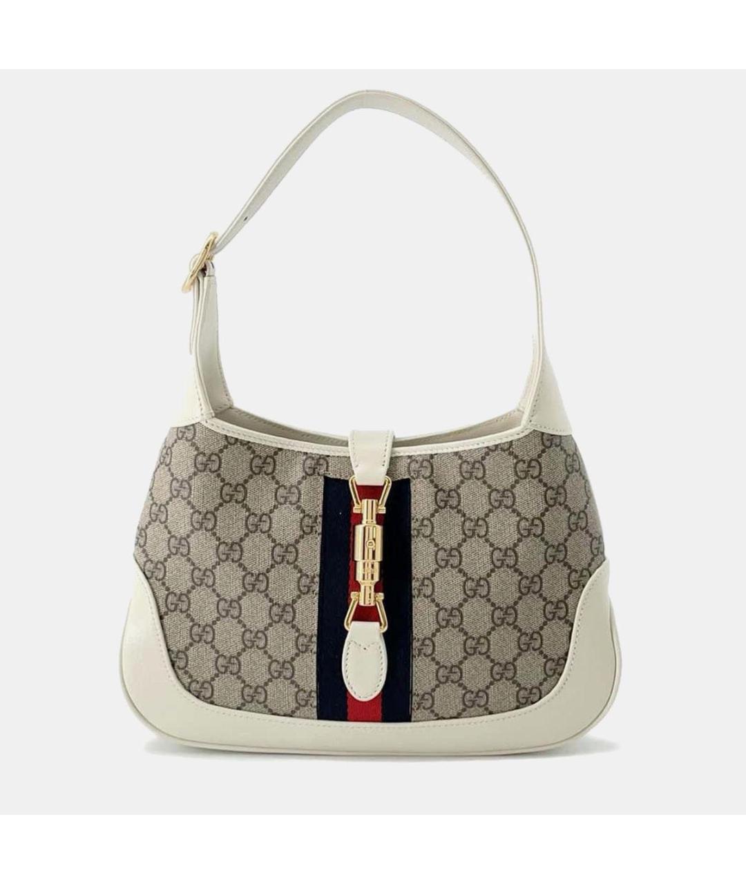 GUCCI Бежевая кожаная сумка с короткими ручками, фото 5