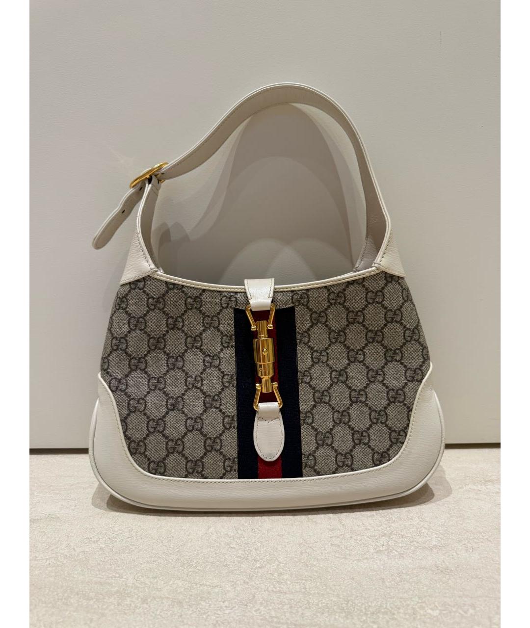 GUCCI Бежевая кожаная сумка с короткими ручками, фото 9