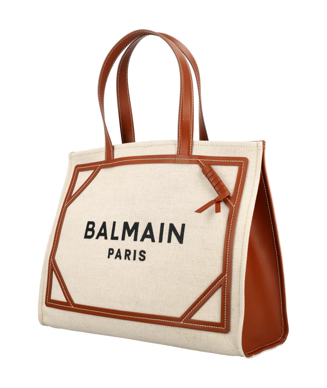BALMAIN Бежевая хлопковая сумка тоут, фото 3