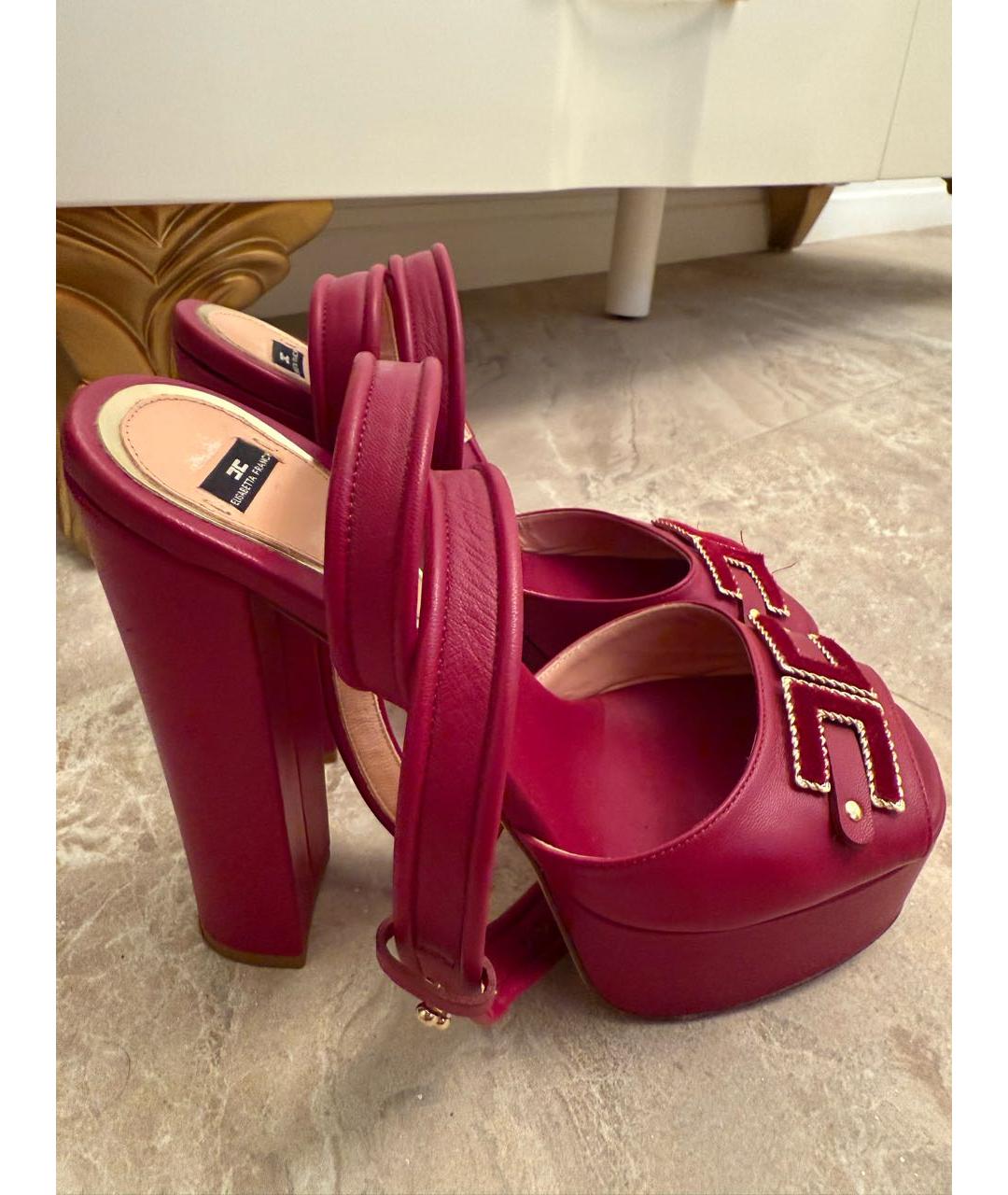 ELISABETTA FRANCHI Фуксия кожаные босоножки, фото 5