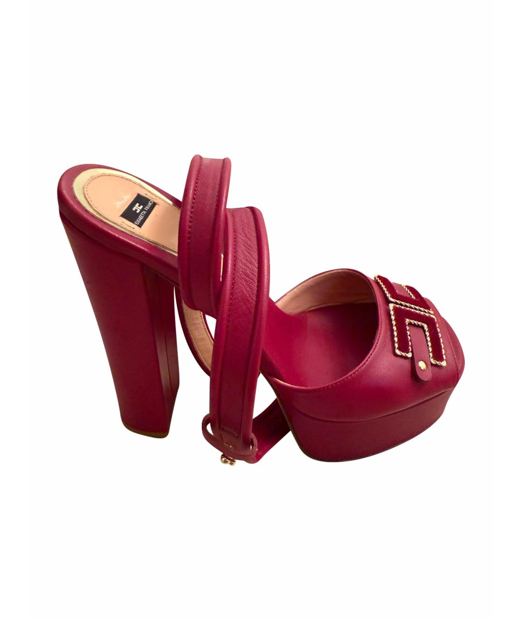 ELISABETTA FRANCHI Фуксия кожаные босоножки, фото 1