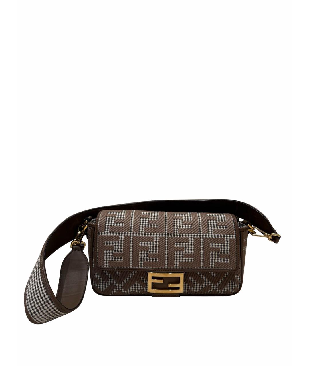 FENDI Коричневая тканевая сумка через плечо, фото 1