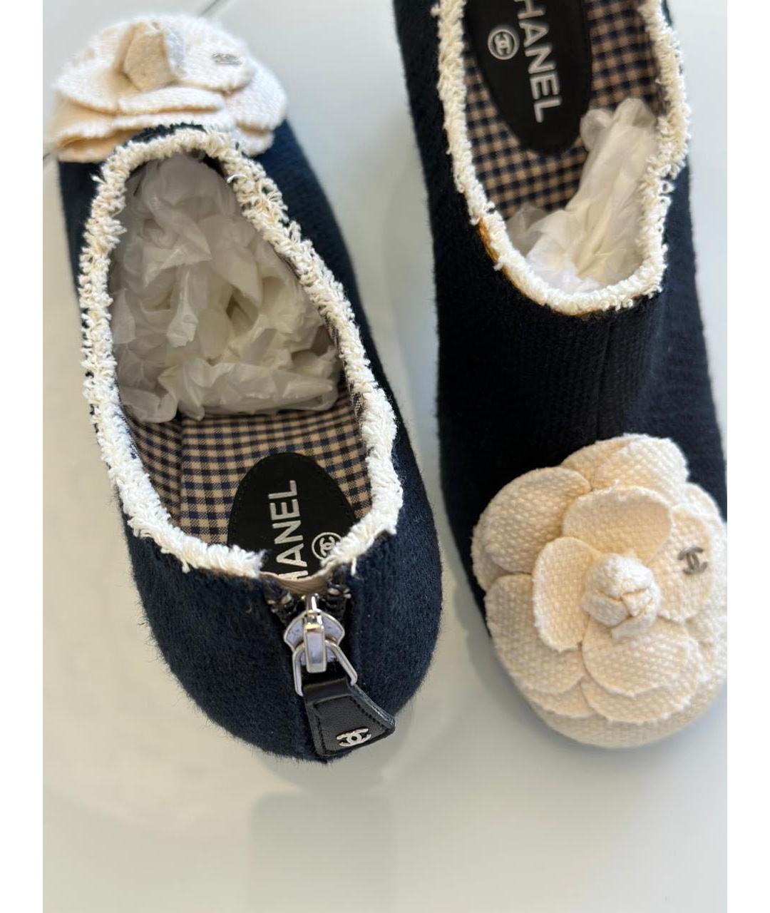 CHANEL Черные текстильные туфли, фото 8