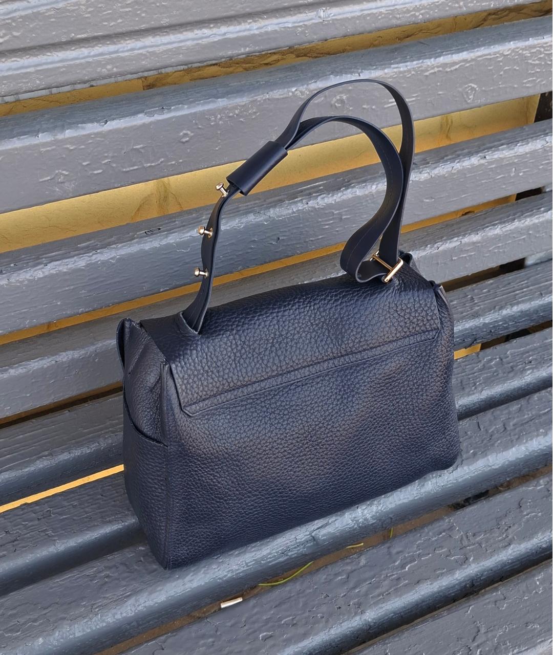 FURLA Темно-синяя кожаная сумка тоут, фото 3
