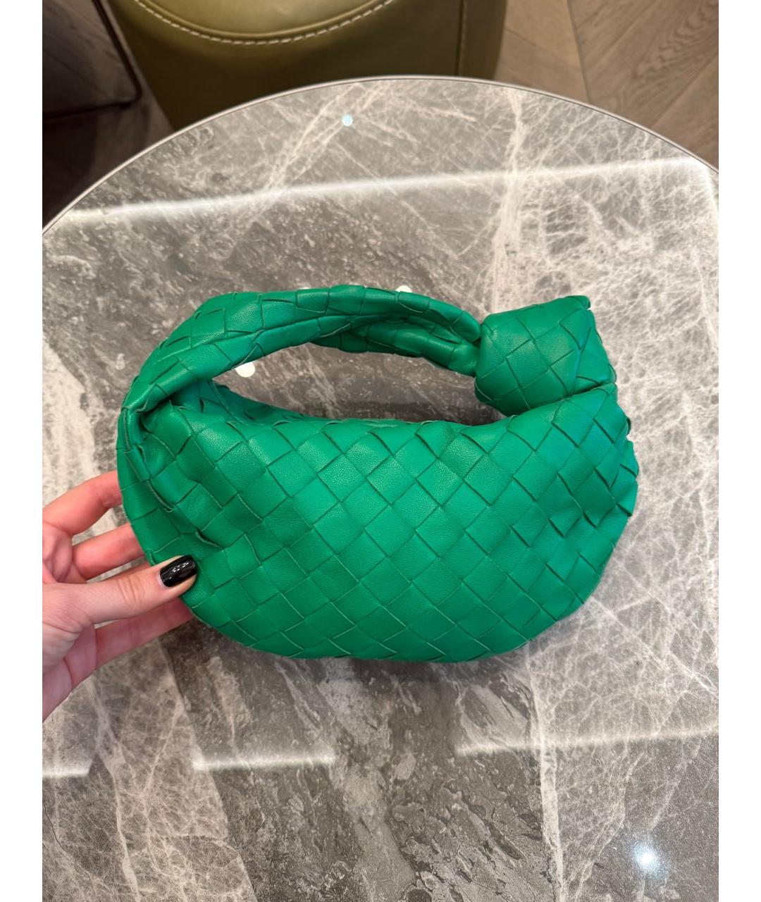 BOTTEGA VENETA Зеленая кожаная сумка с короткими ручками, фото 2