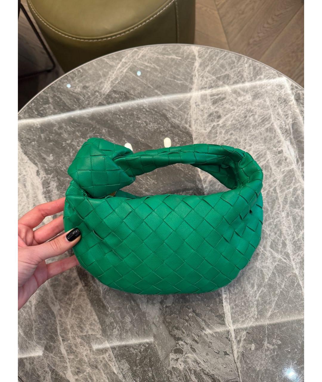 BOTTEGA VENETA Зеленая кожаная сумка с короткими ручками, фото 3