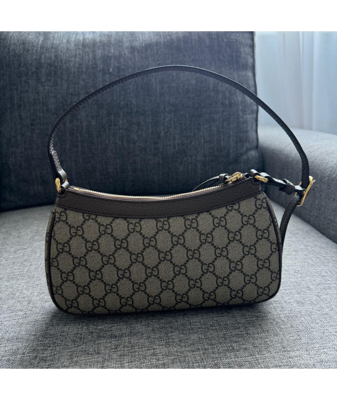 GUCCI Бежевая кожаная сумка с короткими ручками, фото 3