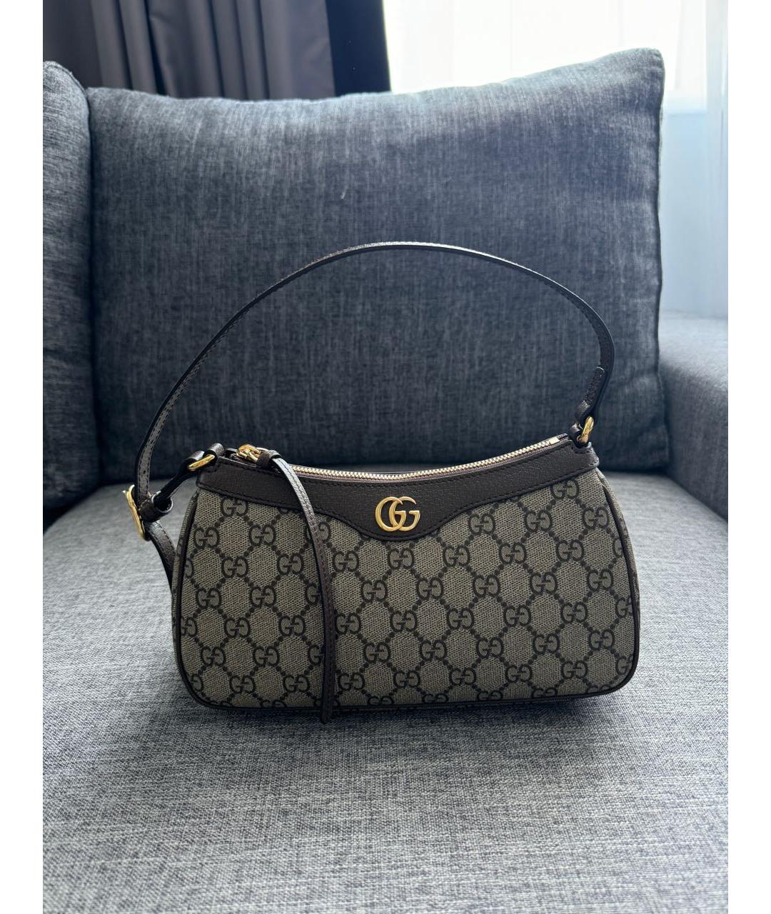 GUCCI Бежевая кожаная сумка с короткими ручками, фото 7