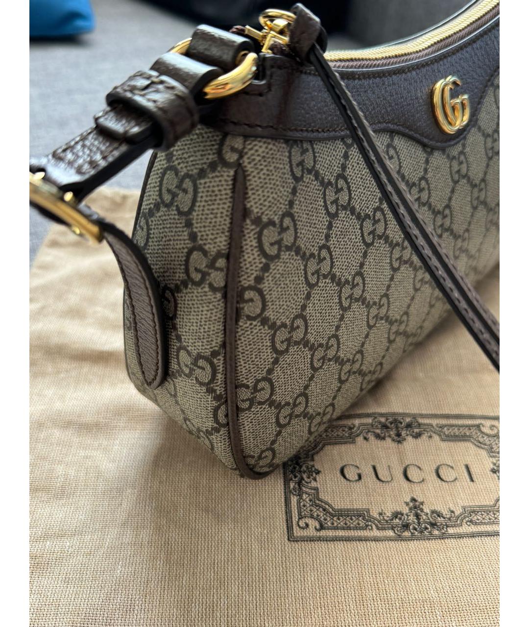GUCCI Бежевая кожаная сумка с короткими ручками, фото 6