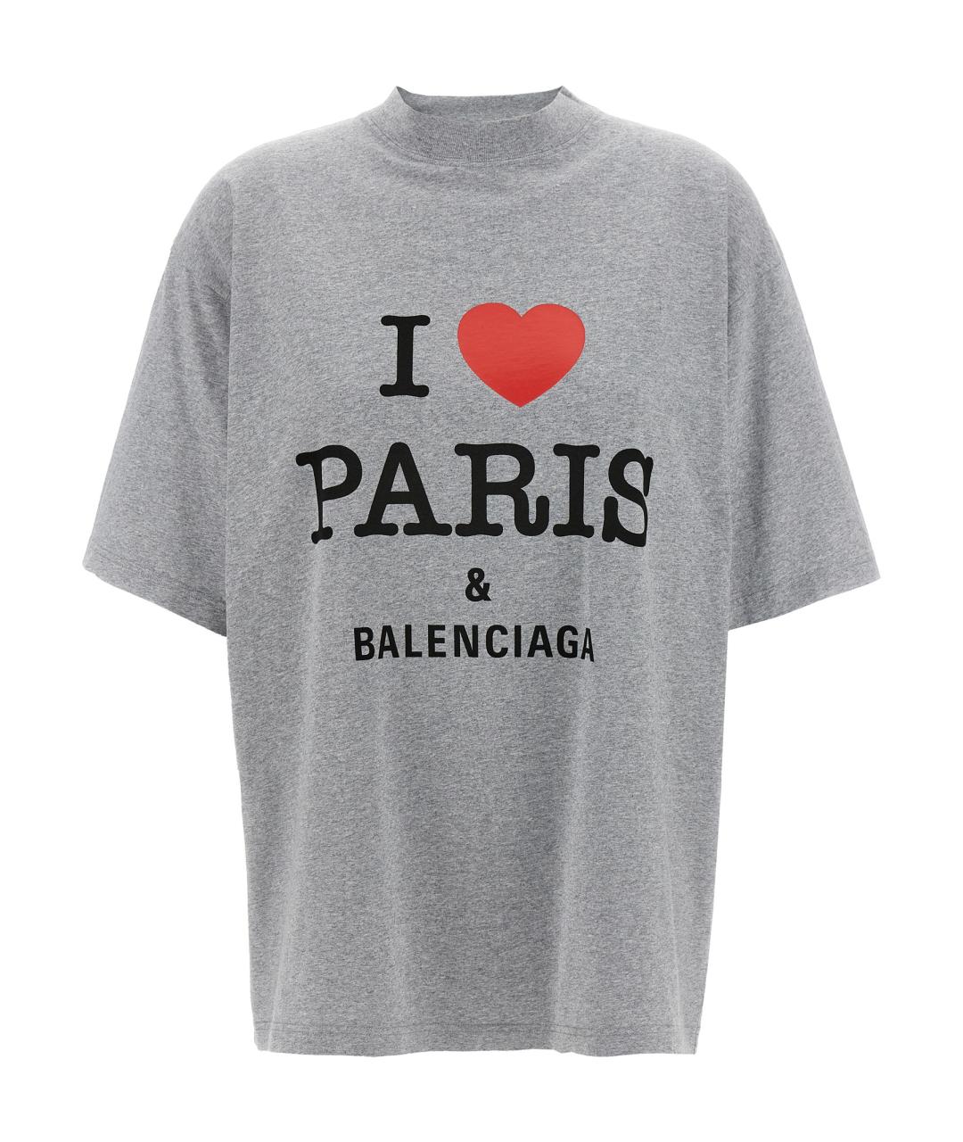 BALENCIAGA Серая хлопковая футболка, фото 1