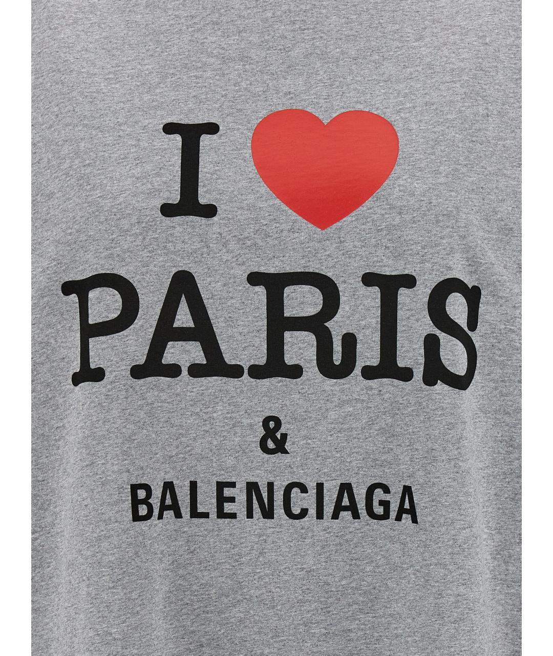 BALENCIAGA Серая хлопковая футболка, фото 4