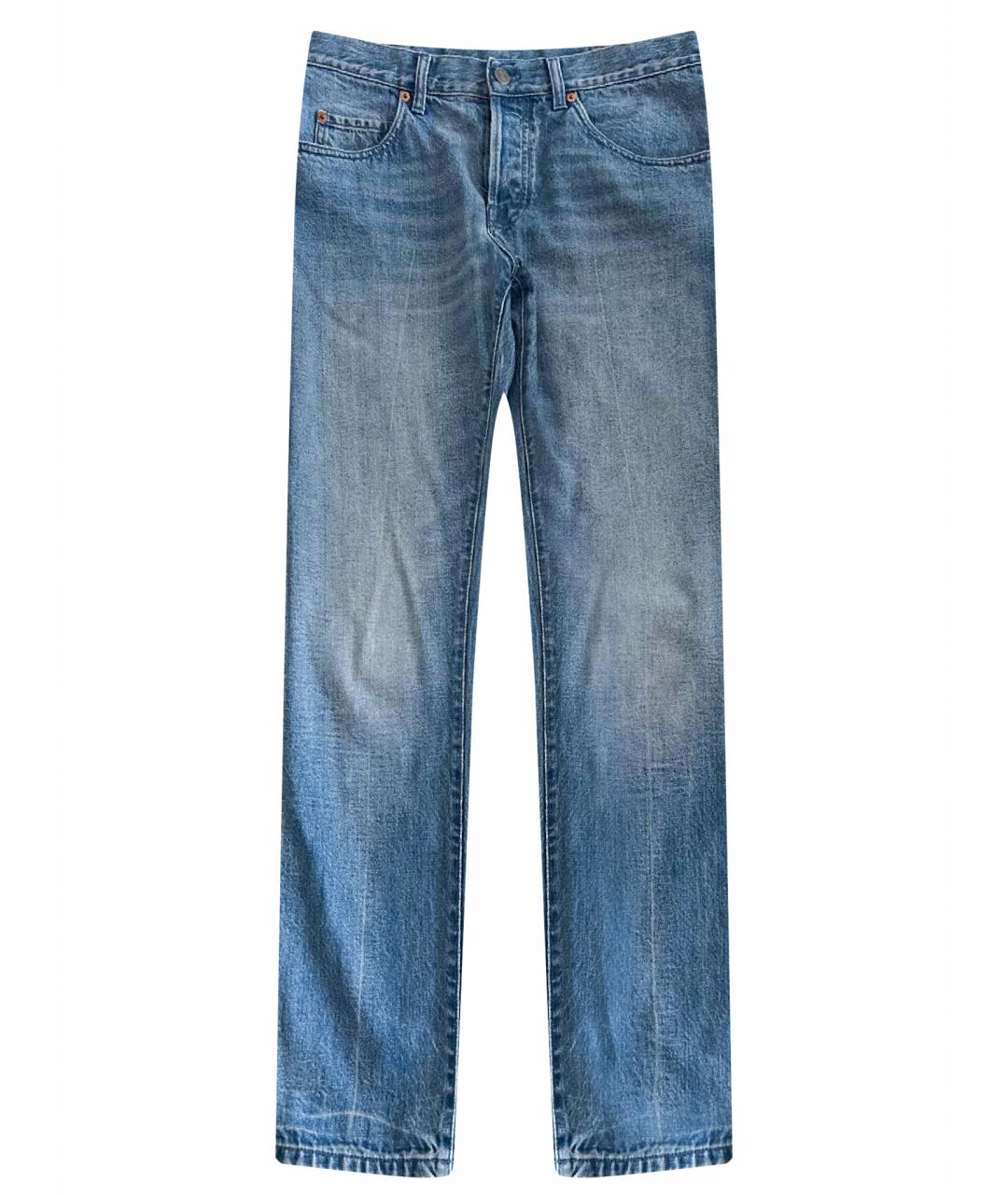 GUCCI Голубые хлопковые прямые джинсы, фото 1