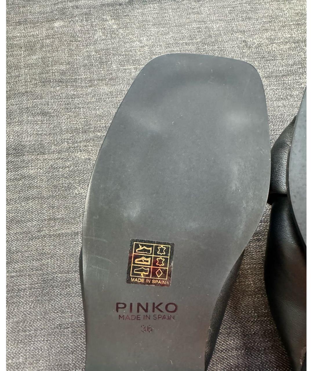 PINKO Черные кожаные мюли, фото 7