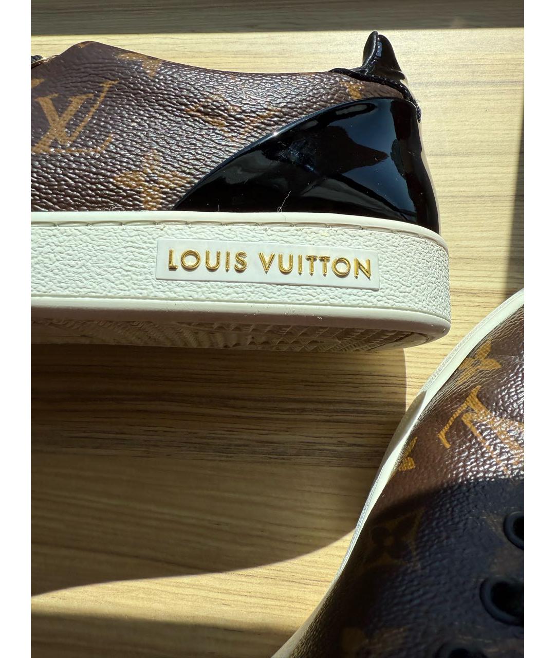 LOUIS VUITTON Коричневые кожаные кеды, фото 5