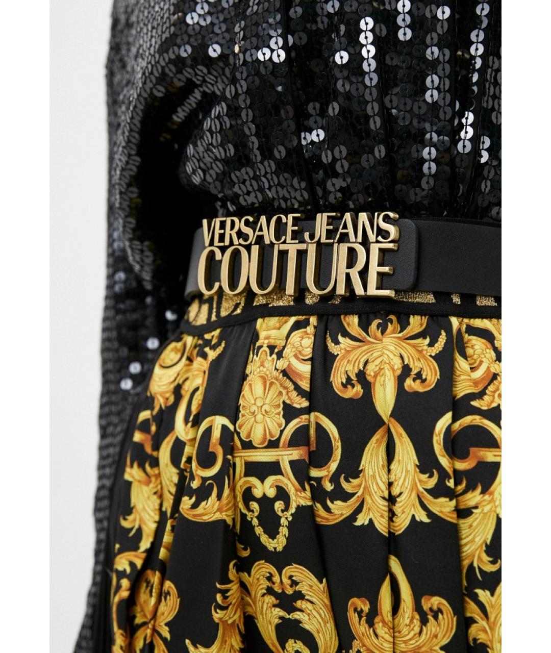 VERSACE JEANS COUTURE Черный кожаный ремень, фото 8